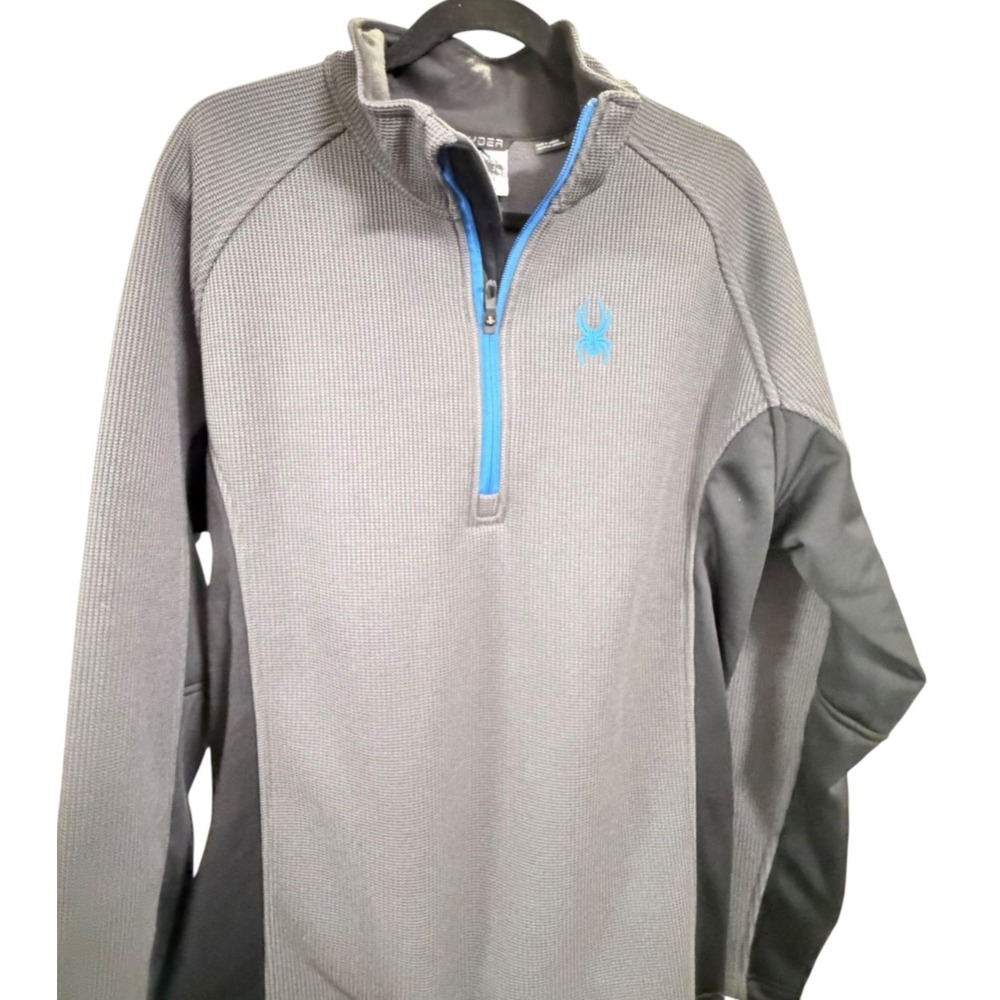 Spyder‎ Sweater Mens Size Large Gray Long Sleeve 1/4 Zip Fleece Ski Snowboard